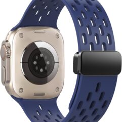 Sport Band Compatible with Apple Watch band 42/41/40/38mm, Soft Silicone Band for iWatch Series SE 10 9 8 7 6 5 4 3 2 1,Midnight Blue