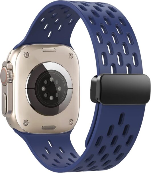 Sport Band Compatible with Apple Watch band 42/41/40/38mm, Soft Silicone Band for iWatch Series SE 10 9 8 7 6 5 4 3 2 1,Midnight Blue