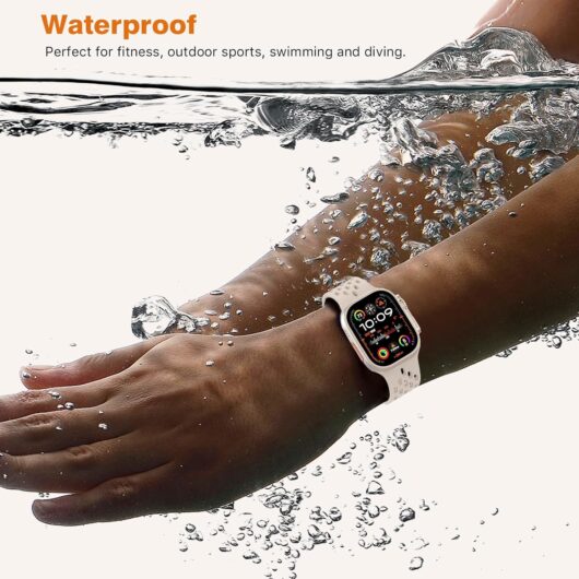 Sport Band Compatible with Apple Watch band 42/41/40/38mm, Soft Silicone Band for iWatch Series SE 10 9 8 7 6 5 4 3 2 1,Starlight - Image 3