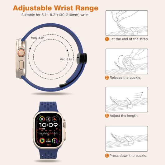 Sport Band Compatible with Apple Watch band 42/41/40/38mm, Soft Silicone Band for iWatch Series SE 10 9 8 7 6 5 4 3 2 1,Midnight Blue - Image 6